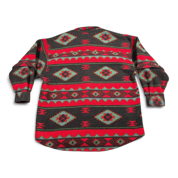 Vintage Bugle Boy Jacket Adult LARGE Red Black Southwest Aztec Fleece Snaps 90s - Picture 3 of 9